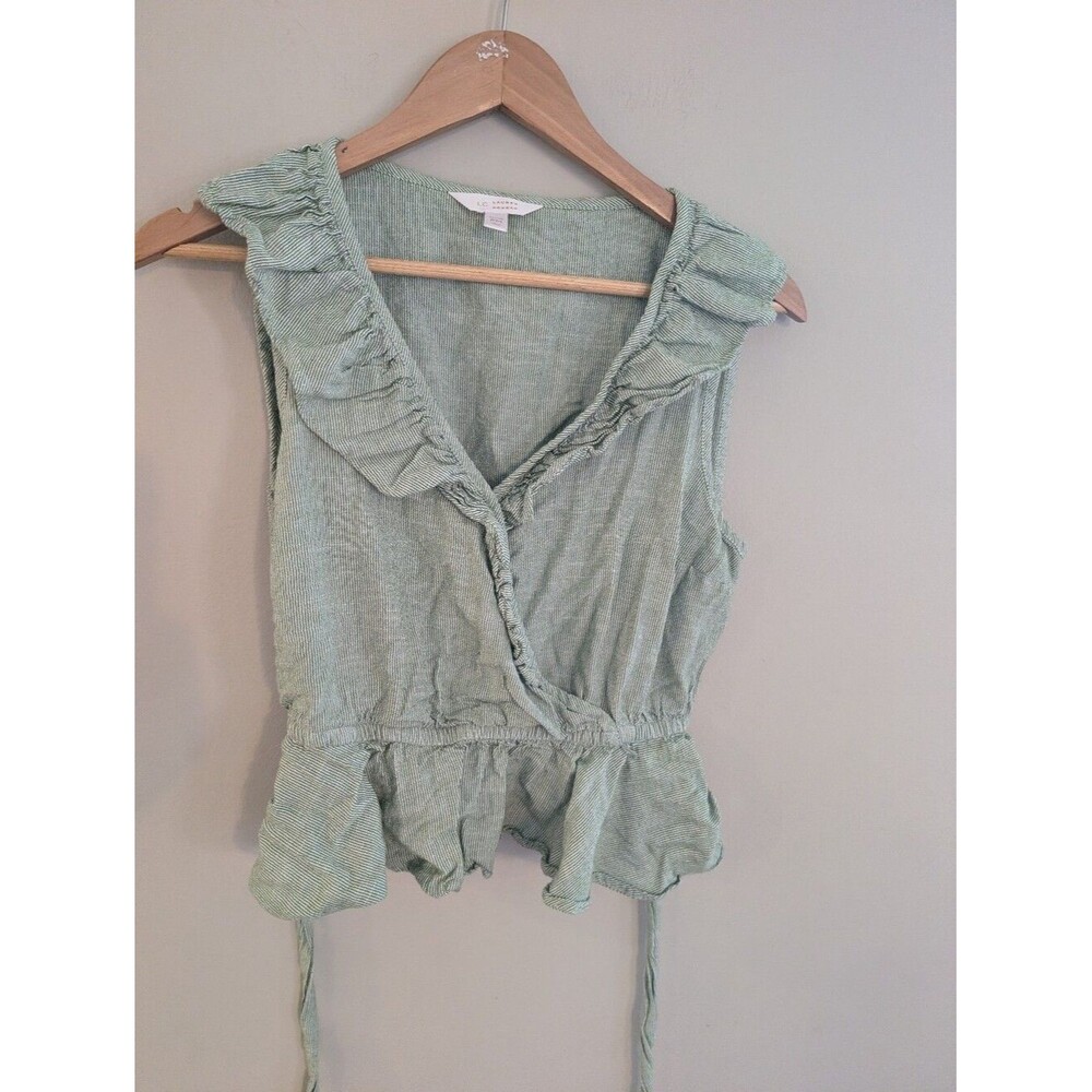 Lauren Conrad Green Stripe Wrap Tank Top Size M